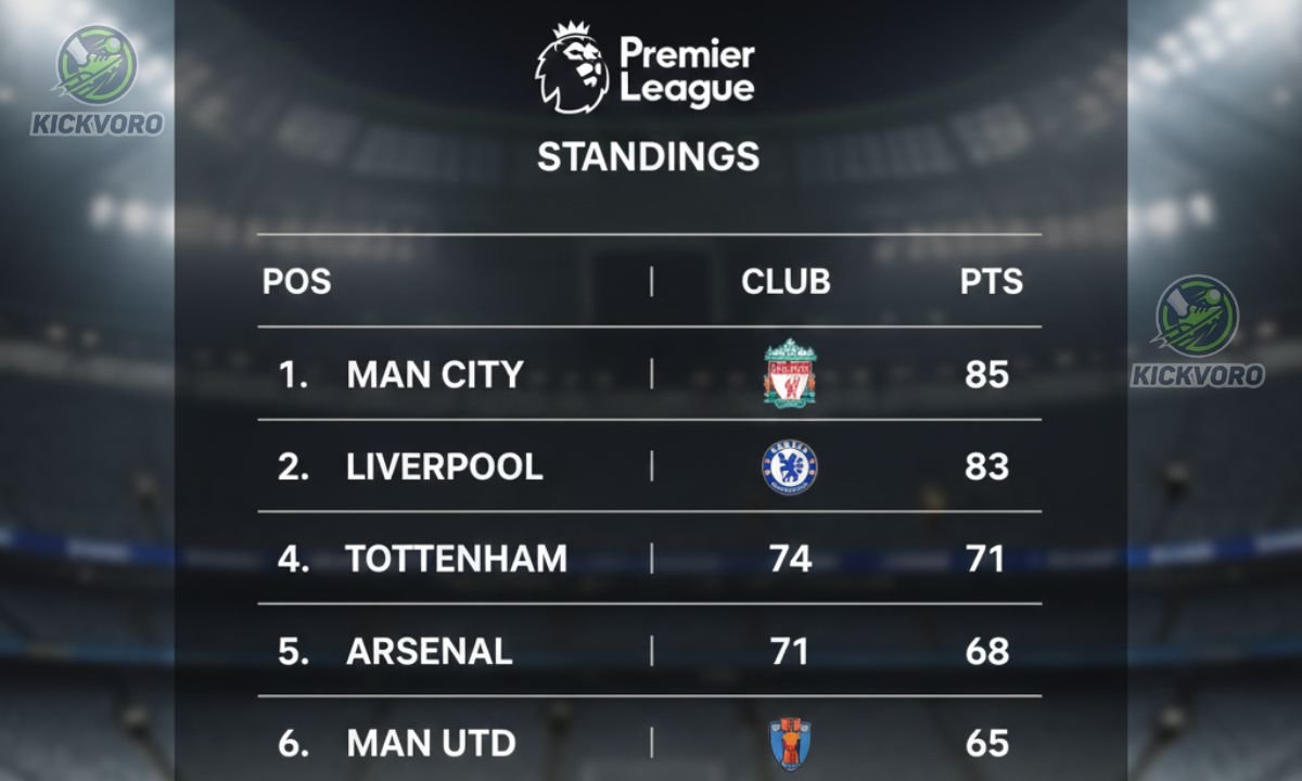 Premier League Standings: Title Race, Top Four & Relegation Battle